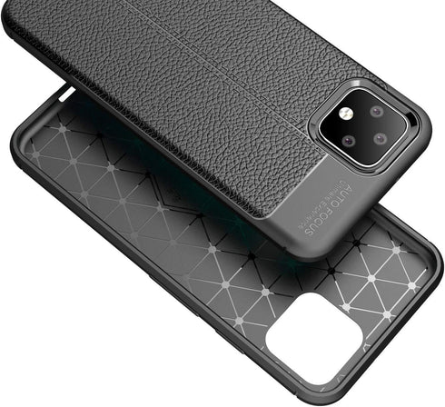 Case Compatible with Google Pixel 4 Case, Leather Texture Design Cover Anti-Scratch Shock Absorption Case for Google Pixel 4 (Black)...