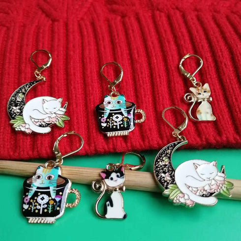 6pcs Cat Crochet Removable Locking Stitch Markers for Knitting and Crocheting Cute Metal Charms Great Gift Knitting Supplier...
