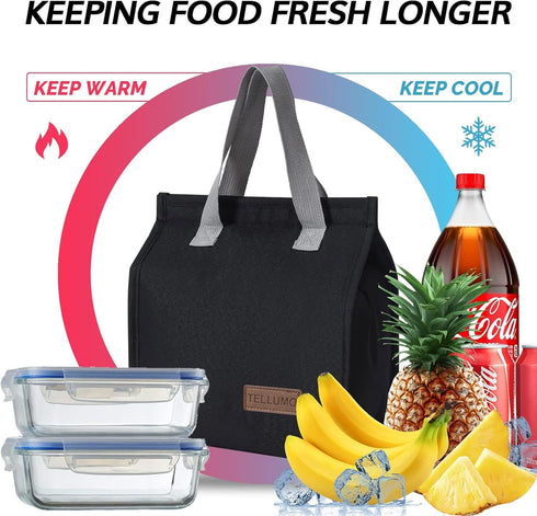 TELLUMO Lunch bag, Insulated Lunch Bag for Women Men Large Lunch Box Container Reusable Leakproof Tote for Office, Work, School, Beach or Travel (...