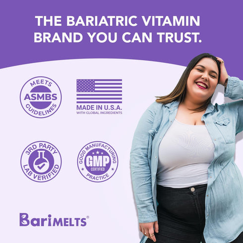 BariMelts Bariatric Multivitamin with Iron - 1 Month Supply (60 Fast-Dissolving Tablets) - Sugar-Free - Post-Op Bariatric Vitamins - Natural Blueb...
