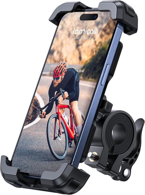 Lamicall Motorcycle Phone Mount, Bike Holder - Upgrade Adjustable Cell Holder, Bicycle Scooter Handlebar Cradle Clip for iPhone 15 Pro Max/Plus, 1...