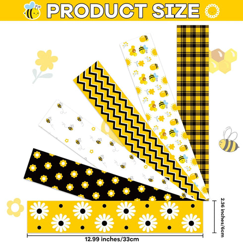 71Ft Bee Paper Bulletin Board Borders Bumble Bee Classroom Decoration Bees Hive Border Trim Strips Honeycomb Bulletin Board Decor for Nursery Elem...