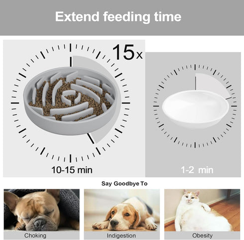 Silicone Slow Feeder Dog Bowls ?Slow Feeder Cat Bowl Wet Food with Suction Cups?Dog Puzzle Feeder ?Interactive Dog Feeder?Reduces Boredom, Anxiety...