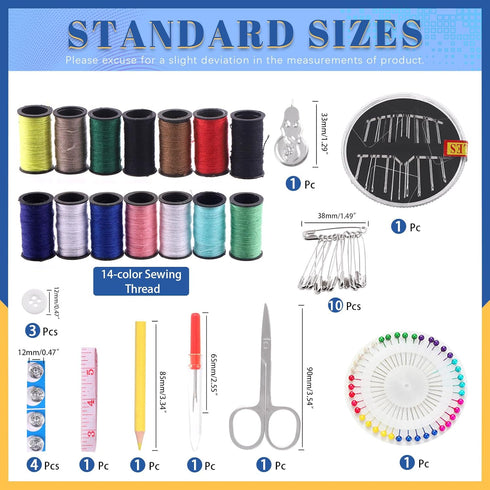 Glarks 98Pcs Sewing Kit, Multifunctional Sewing Supplies Repair Kit with Thread, Sewing Needles, Pins, Scissors, Thimble, Tape Measure, Buttons, C...