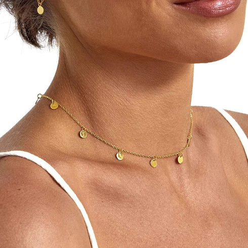Dainty Beaded Choker Necklaces,14K Gold/Silver Plated Cute Tiny Delicate Coin/Satellite Chain Choker Necklaces for Women...