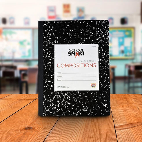 School Smart Hard Cover Ruled Composition Book, 150 Sheets, 9-3/4 x 7-1/2 Inches - 086769...