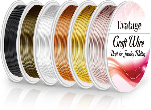 18 Gauge Wire for Jewelry Making, Evatage 6 Rolls Jewelry Craft Wire Tarnish Resistant Copper Beading Wire for Jewelry Making Supplies and Crafts...