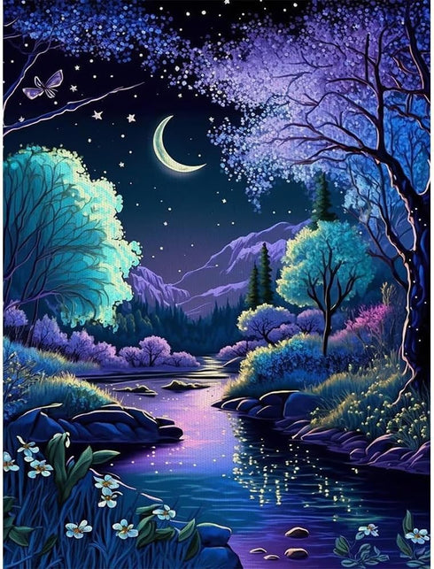 BOMUVI Paint by Numbers for Adults Beginner Paint by Numbers for Adults Moon DIY Paint by Number Kits Acrylic Painting Paint by Number Kits on Can...