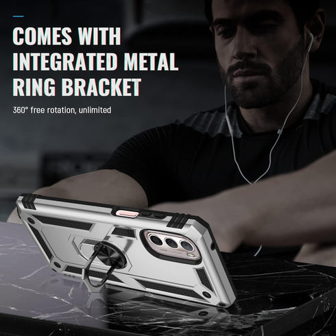 Military Grade Drop Impact for Moto G Stylus 5G 2022 Case 360 Metal Rotating Ring Kickstand Holder Armor Heavy Duty Shockproof Case for Motorola M...