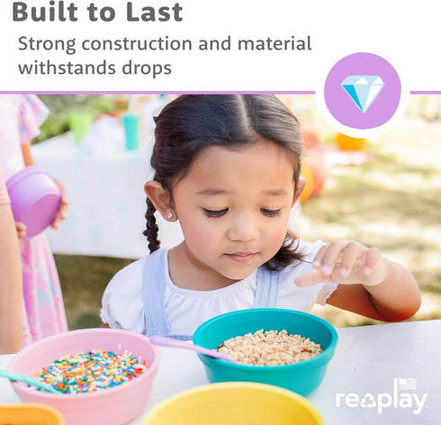 Re-Play 12 Oz. Toddler Bowls for Snack and Everyday Dining - Dishwasher and Microwave Safe - Made in USA - Set of 3-5.75" x 5.75" x 2" - Aqua Asst...