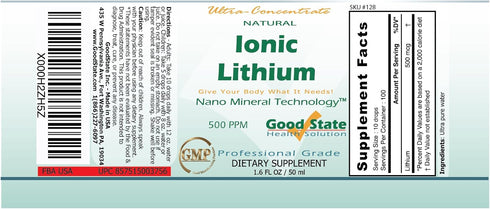 Good State Liquid Ionic Lithium Ultra Concentrate (10 drops equals 500 mcg - 100 servings per bottle)...