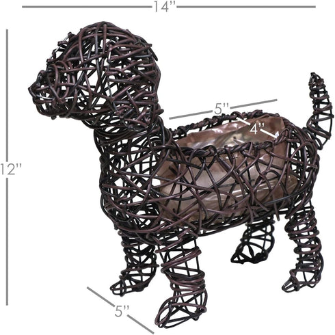 (RA815L Rattan Rope Animal Planter - Decorative Indoor & Outdoor Dog Shaped Topiary Planter Pot for Gardening (15 Inch)...