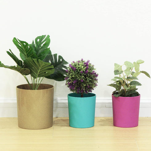 PATIKIL 4 Inch Plastic Plant Pot, 4 Pack Round Flower Planter Container for Indoor Outdoor, White...