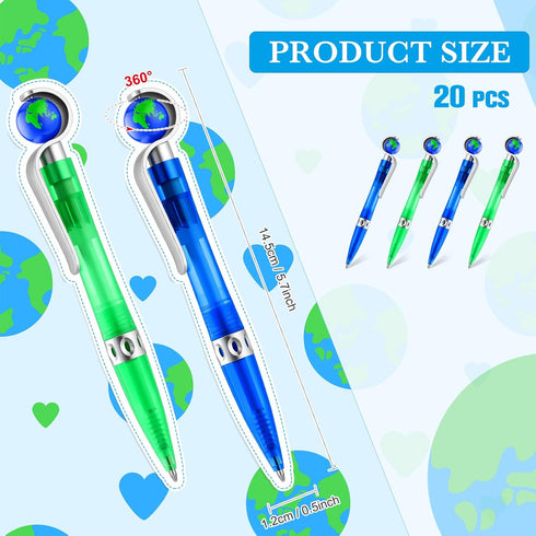 Teling Earth Pens Retractable Cute Globe Pens Bulk 1.0 mm Tellurion Shape Earth Day Pens Black Ink World Ballpoint Pens for Kids Adults Accessorie...