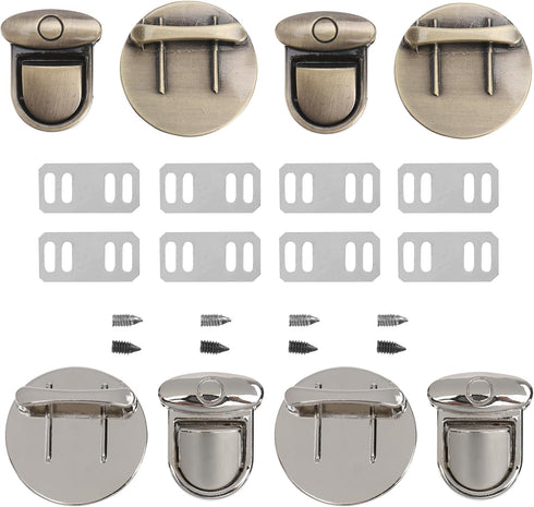 4pcs Tuck Lock Clasp Purse Thumb Lock Practical Tuck Lock Tongue Lock for Box Leather Hangbag Case Clasp Purse Backpack Nickel...