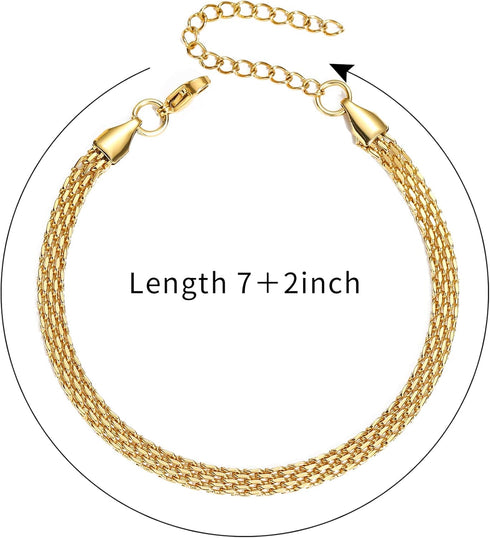Silver Bracelets Mother's Day gifts Mesh Link Chain Bracelet for Women Men Dainty Chain Bracelets with Gift Box...