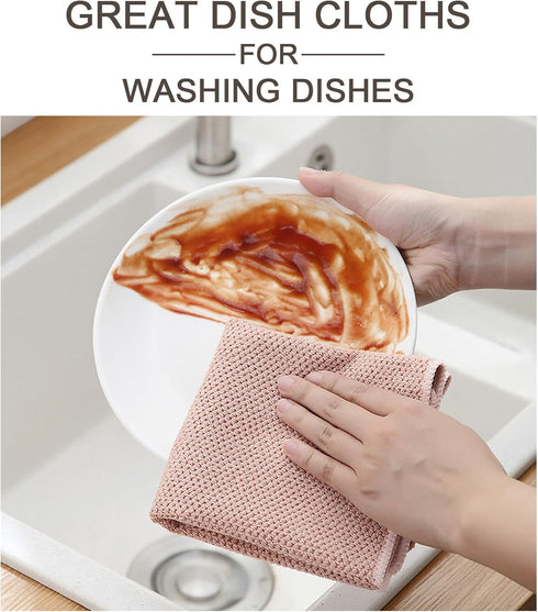 Dish Cloths for Washing Dishes, 6 Pack Kitchen Dish Cloths, Super Absorbent Microfiber Cleaning Cloth, Premium waffle dish towels for kitchen, 12x...