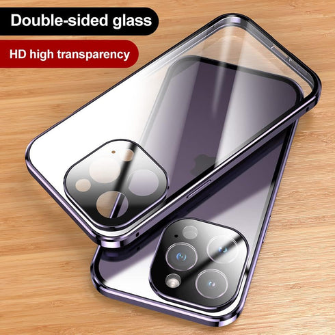 Lockable Magnetic Case for iPhone 15 Plus with Safety Lock Screen Protector Camera Lens Protector Double-Sided Glass 360° Full Body Bumper Cover C...