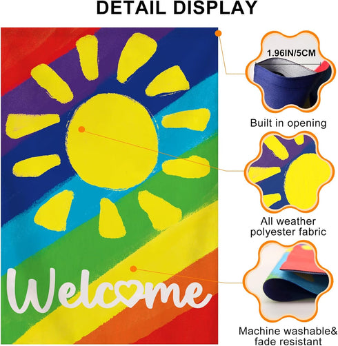 Pride Garden Flag Outdoor 12x18 Inch Vertical Double Sided, Welcome LGBTQ Progress Yard Rainbow Flag for Lesbian Gay Bisexual Transgender Pansexua...