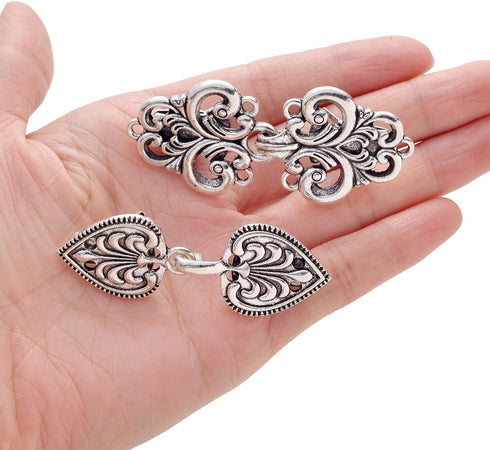 Tornito 12Pcs Vintage Sweater Shawl Clips Retro Cardigan Collar Shirt Waist Clip Dresses Chain Clip Antique Flowers Pattern Brooch Pins Clip for W...