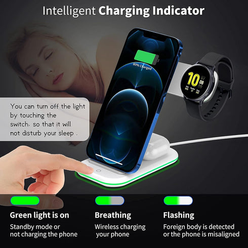 Wireless Charger for Samsung,3 in 1 Charging Station Stand Qi Fast Wireless Charger for S21/S20/S10/Note 20/10/9/8,Galaxy Watch 3/Active 2/Gear S3...