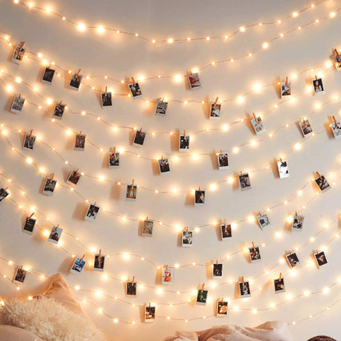 Photo Clip String Lights 17Ft - 50 LED Fairy String Lights with 50 Clear Clips for Hanging Pictures, Christmas Party Birthday Decoration - Perfect...