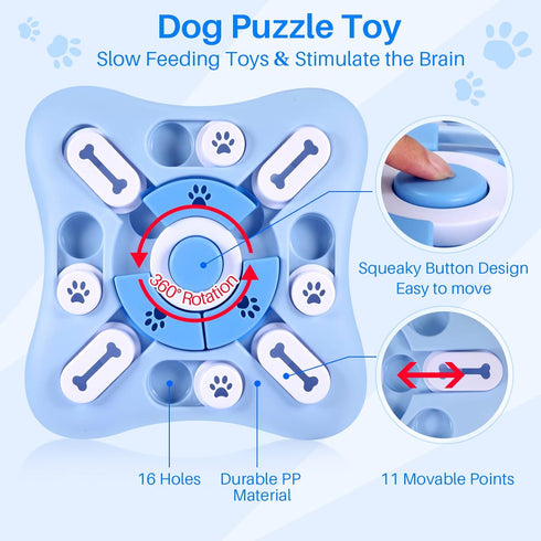 Interactive Dog Puzzle Toys for Large Medium Small Smart Dogs, Squeaky Enrichment Mentally Stimulation Toys for Training, Dog Treat Chew Toy for P...