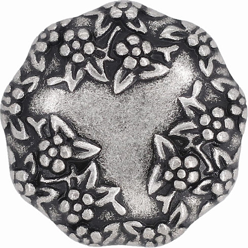 Bezelry 12 Pieces Flower Garland Nonagon Metal Shank Buttons. 20mm (3/4 inch) (Antique Silver)...