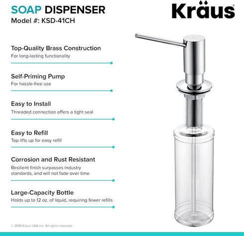 KRAUS Kitchen Soap and Lotion Dispenser in Chrome, KSD-41CH...