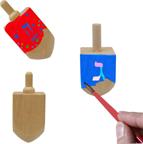The Dreidel Company Craft-A-Dreidel, Create Your Own Custom Dreidel, Kit Includes 2 Wooden Dreidels, 3 Colors, 1 Brush, 1 Glitter, Fun and Educati...