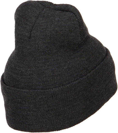 MG 12 Inch Long Knitted Beanie - Heather Charcoal OSFM...