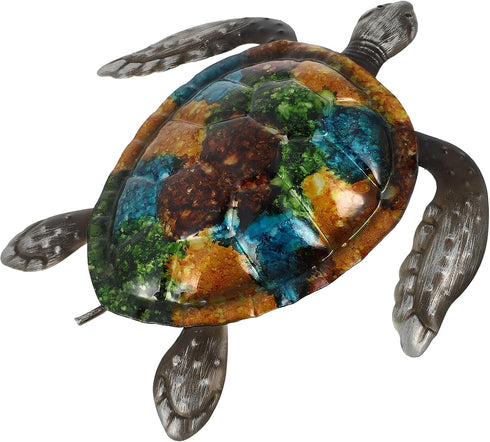 NUOBESTY Turtle Statue Outdoor Metal Turtle Wall Decor Sea Turtle Hanging Wall Art Iron Tortoise Sculpture Ocean Decoration for Home Bedroom Garde...
