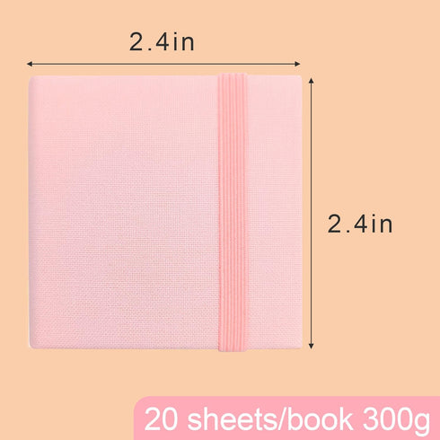 LYML.E1 2PCS Mini Watercolor Sketchbook,Portable Mini Watercolor Notebook, Travel Sketchbook,300g Watercolor Textured Drawing Papers. (Pink and Pi...