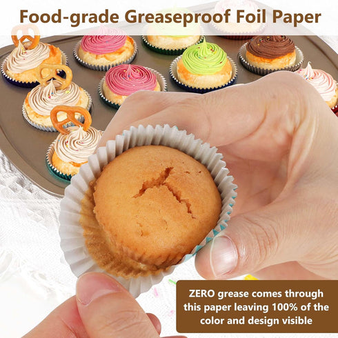 Gifbera Mini Foil Cupcake Liners Metallic Wrappers Muffin Baking Cups 300 Count, Navy Blue...