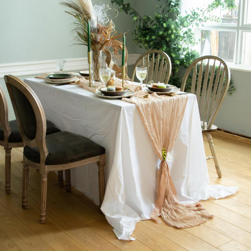 Gauze Table Runner Bulk Cheesecloth 141 in Long Natural Table Runner for Wedding Bohemian Boho Wedding Decorations Beige Cheese Cloth Runner Gauze...
