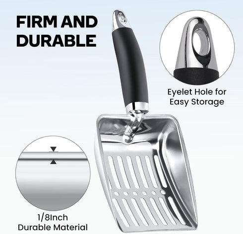Cat Litter Scoop, Stainless Steel Sifter, Heavy Duty Poop Sifting, Kitty Metal Scooper, Kitten Poop Sifter...