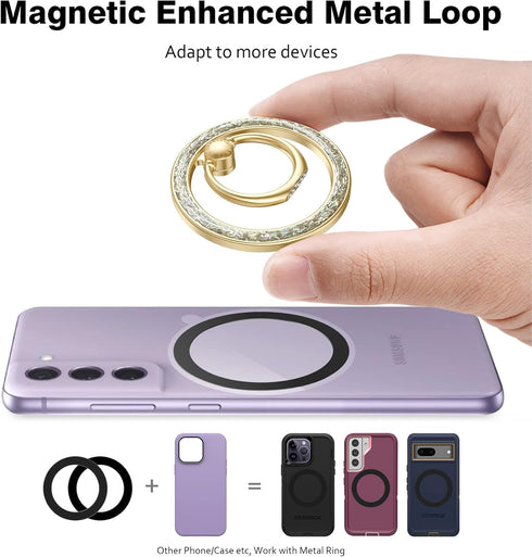 Allengel Compatible with MagSafe iPhone Ring Grip Holder, Magnetic Phone Ring Holder with Finger Ring Kickstand for iPhone 15, 14 Pro Max, 14 Pro,...