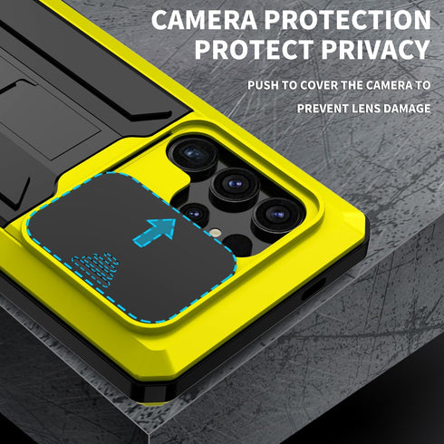 for Samsung Galaxy S24 Ultra 5G Case, Aluminum Metal Gorilla Glass Waterproof Shockproof Military Heavy Duty Sturdy Protector Cover,with Sliding C...