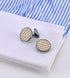 Round Black Tone Round Men's Cufflinks In Gift Case Classic Black Metal Cufflinks for Men for Wedding Party Business Birthday Anniversary Dress...