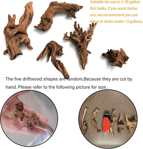 Tfwadmx 5PCS Aquarium Driftwood Branches Reptiles Trunk Driftwood Natural Wood Fish Tank Decoration Plant Stump Ornament Decor Assorted...