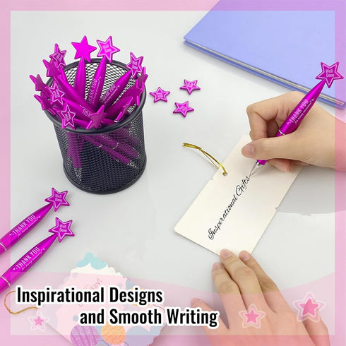 48 Pcs Thank You Ballpoint Pens Employee Appreciation Gifts for Women Inspirational Pens for Nurses Coworker Graduation Gifts Motivational Star Pe...