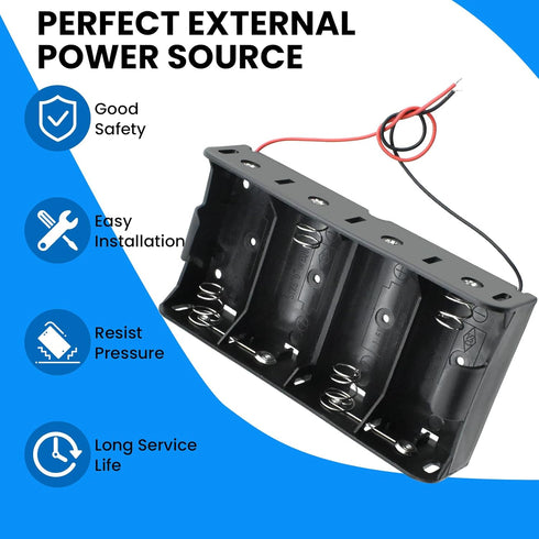 SDTC Tech 2-Pack 4 Slot D Cell Battery Holder 6V D Size Battery Case Box with Wire Leads...