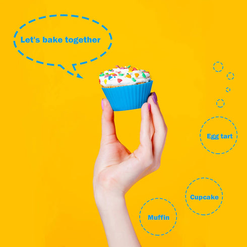 IPOW 24 Pack Silicone Cupcake Baking Cups Reusable Food-Grade BPA Free Non-Stick Muffin Liners Molds Sets, 2 Shapes Round Rectangle...