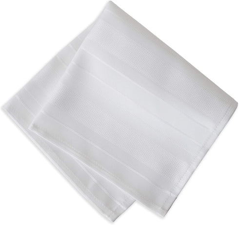 Newbridge White Denley Stripe Set of 4 Fabric Napkins, 100% Polyester, No Iron Soil Resistant Dining Room, Heavy Weight Party Napkin...