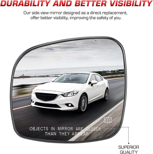 Passenger Right Side Heated Exterior Mirror Glass Fits for Chrysler Town&Country 2008-2016, Dodge Grand Caravan 2008-2020, RAM CV 2012-2015,Routan...