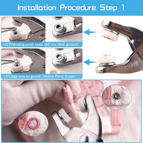 Snaps Buttons with Fastener Pliers Press Tool Kit, Snaps for Sewing, Snap fasteners tool, 804 Piece with Snaps Pliers Snaps for DIY CraftingSewing...