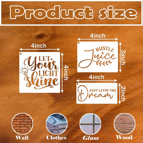 Word Stencils for Painting On Wood Sign Canvas Fabric, Reusable Welcome Farmhouse Burning Inspirational Art Craft Paint Stencil for Shirt Family F...