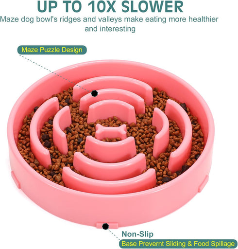 WHIPPY Large Slow Feeder Dog Bowls for Large Medium Dogs Anti-Chocking Slow Feeding Maze Dog Food Bowl Slow Eating Interactive Bloat Stop Puzzle B...