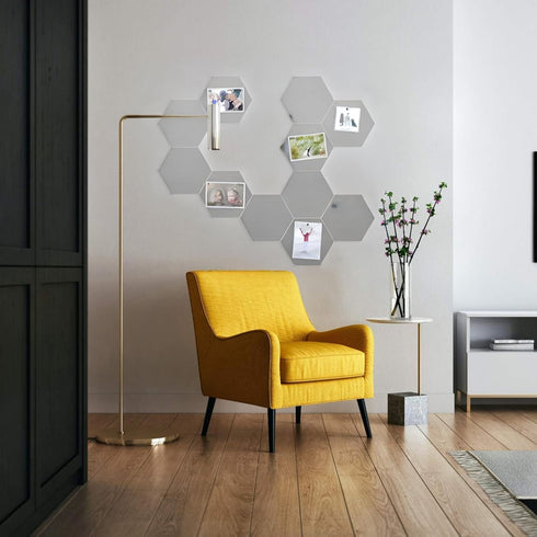 15 Pack 7" x 8" x 3/8" New Version Durable Rubber Hexagon Bulletin Board Tiles Versatile Peel Stick Self Adhesive Foam Pin Board, Acoustic Dampeni...