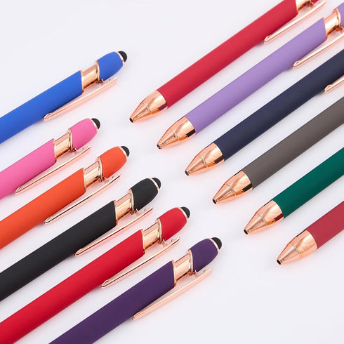 Ballpoint Pens, 12 Pcs Pens Fine Point Smooth Writing Pens, Stylus Pens with Screens Touch Stylus Tips, Black Ink 1.0 Mm Pens Gift Office Desk Acc...